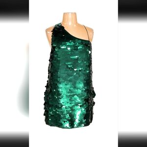 green emerald velvet dress Anthropologie Dress Womens Extra Small Blue Sequin Boat Neck Short Sleeve T-Shirt